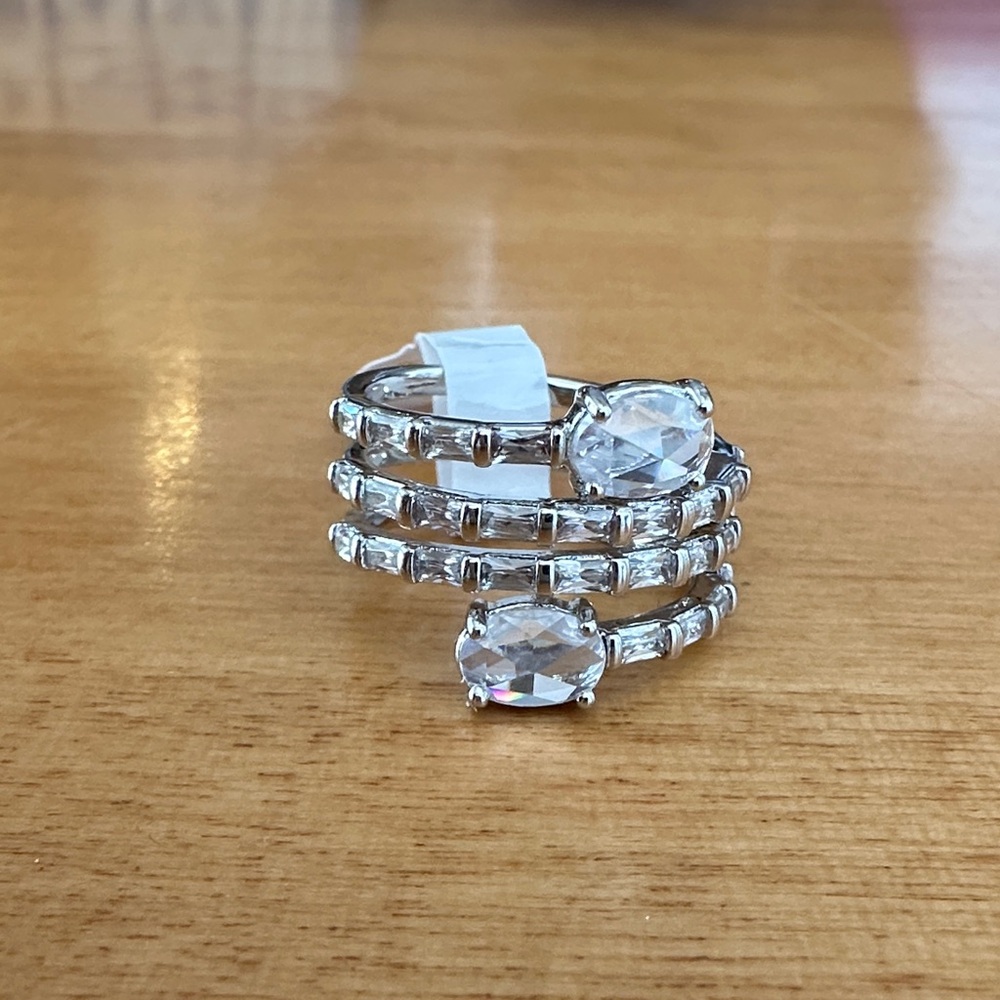 Bomb Party New OG Stunning Silver Multi-Band Women's Ring Diamond CZ Size 7